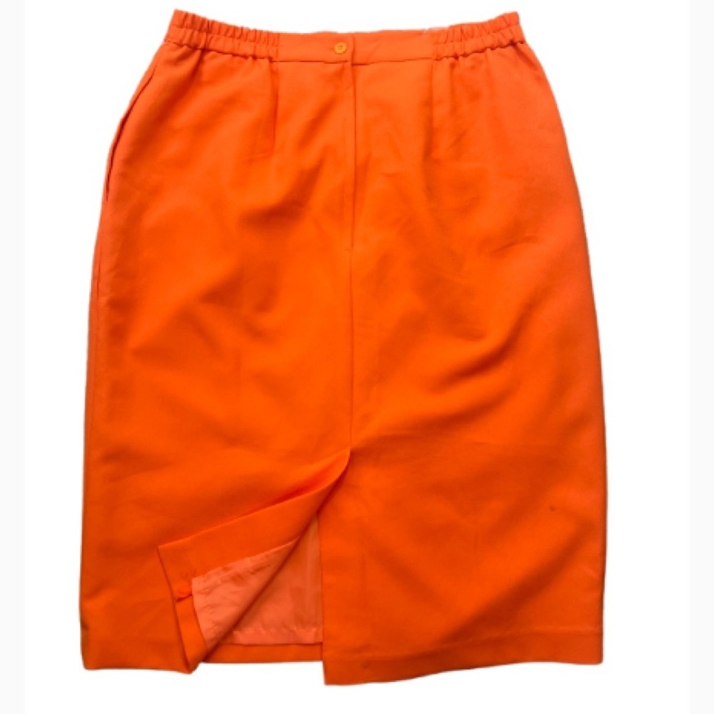 Vintage Orange Pencil Skirt‎ Midi knee length stretch waist plus-size 16 - Picture 2 of 8